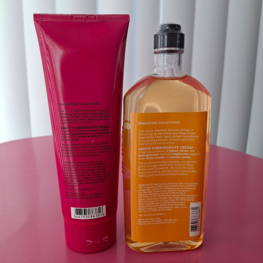 Bath & Body Works LEMON POMEGRANATE CREAM Body Cream 8 oz & Shower Gel 10 oz - Picture 2 of 2